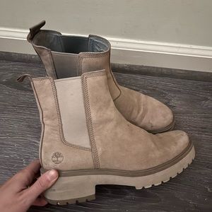 Beige suede timberland boots size 8
